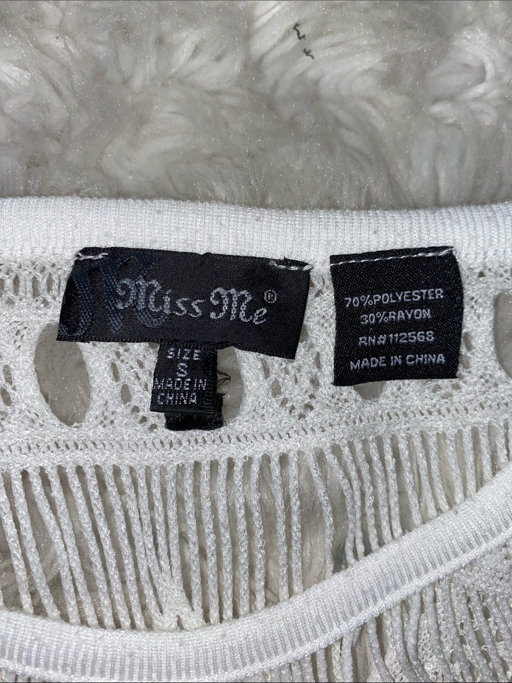 Sold* Miss Me White Crochet Pullover Sweater - Picture 7 of 9
